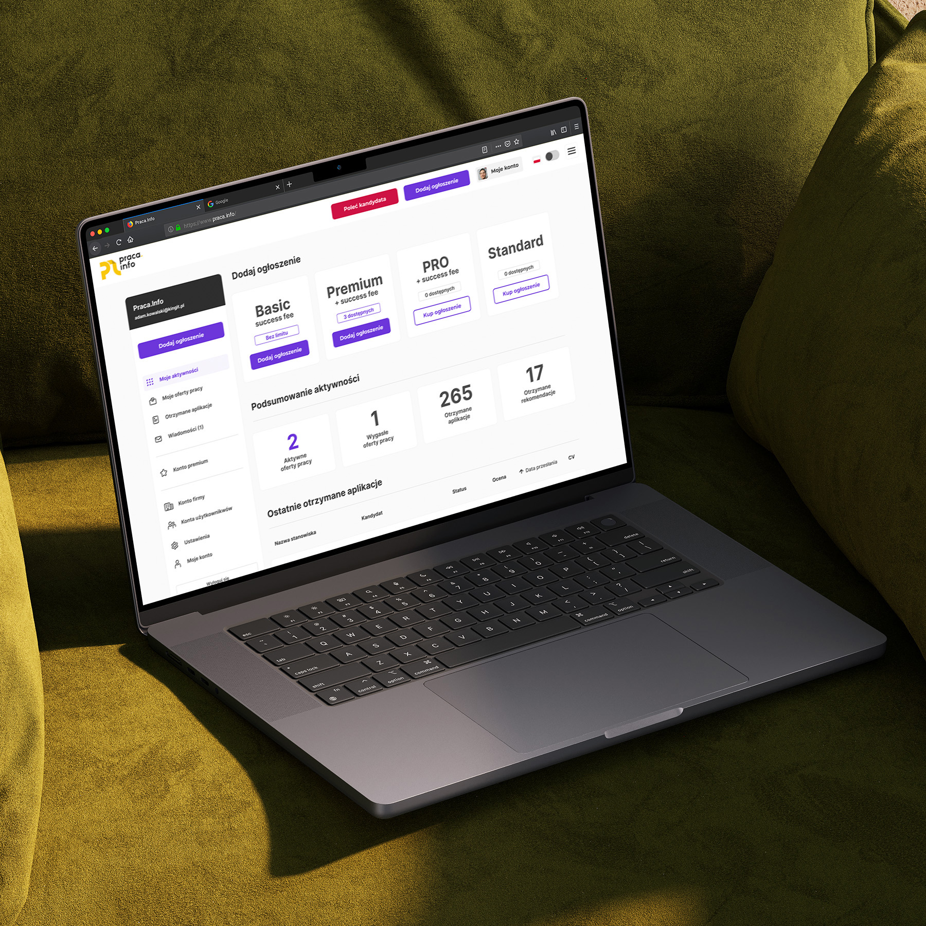 Praca.Info — strona szczegółów ogłoszenia rekrutacyjnego z przyciskiem aplikacji